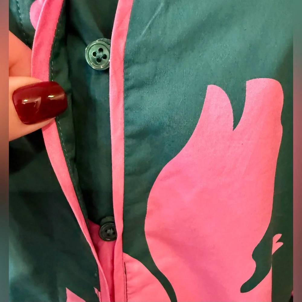 Tuckernuck Hyacinth House Arem Caftan Hunter Green and Pink Floral Size XS - Picture 8 of 13